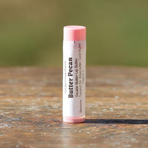 Our Butter Pecan Lip Butter is irresistible. Rich, buttery pecan with a touch of vanilla Double butter butters! Double the butters means a better lip butter. Each batch is hand-made with Shea butter, Cocoa butter, and beeswax so you get 3 moisturizers in every stick, plus the benefits of Vitamin E. Moisturizing, soothing, and long-lasting--all in your favorite flavors. All natural. Better for you.