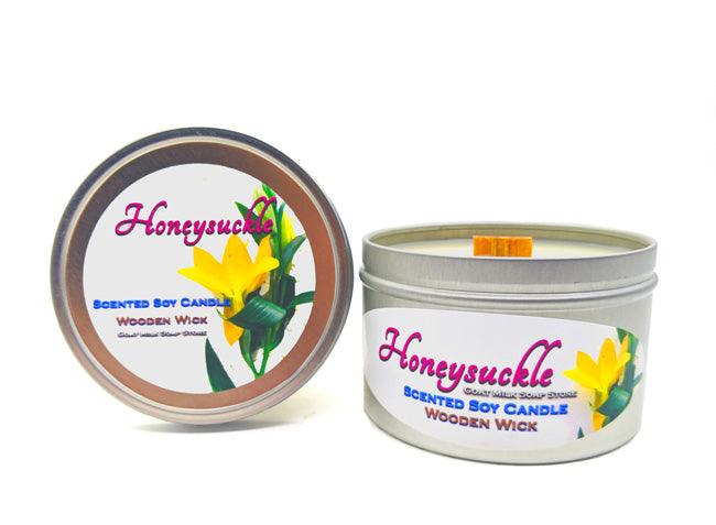 Honeysuckle Wooden Wick Soy Candle - The Goat Milk Soap Store