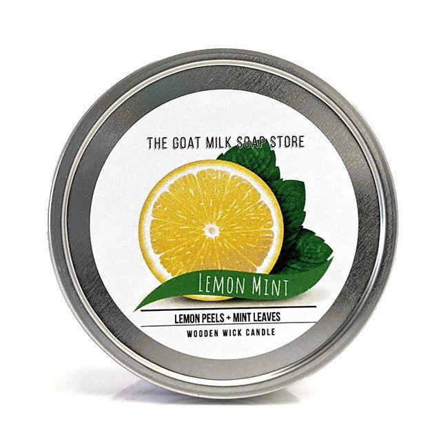 Lemon Mint Wooden Wick Candle - The Goat Milk Soap Store