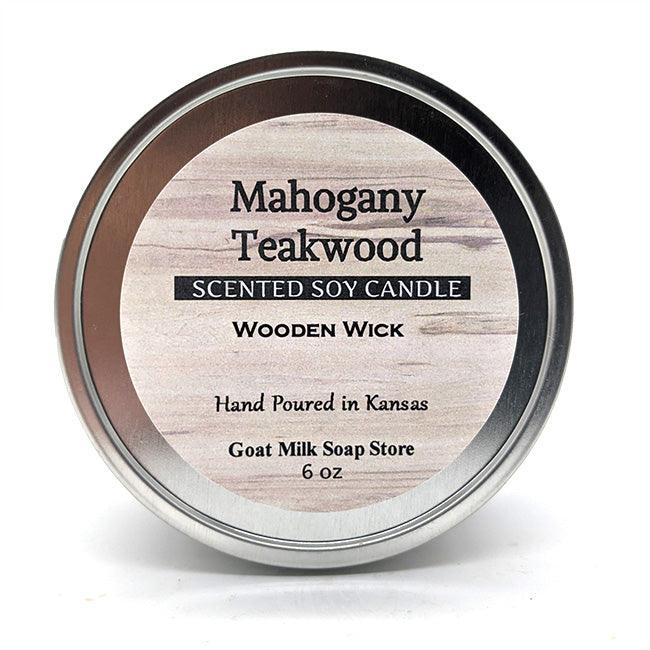 Mahogany Teakwood Wooden Wick Soy Candle - The Goat Milk Soap Store