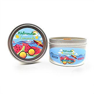 Watermelon Lemonade Wooden Wick Soy Candle. Playful candied watermelon blends effortlessly with tart lemonade. An irresistible blend perfect for summertime. Each candle is hand-poured using 100% all-natural soy wax and finished with a sustainable wooden wick; producing a cleaner burning candle.